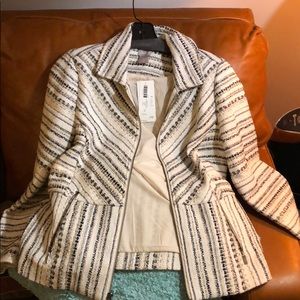 Tweed Zip Jacket NWT Ivory/Black